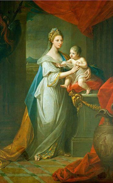Angelica Kauffmann Portrait of Augusta of Hanover with her first born son Karl Georg of Brunswick